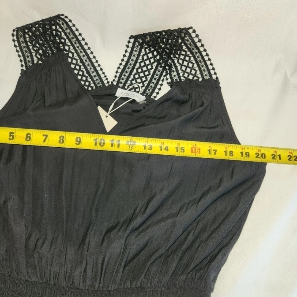 Ramy Brook Samantha Crochet Straps L Elegant Black Sleeveless High Low Dress - Picture 9 of 13